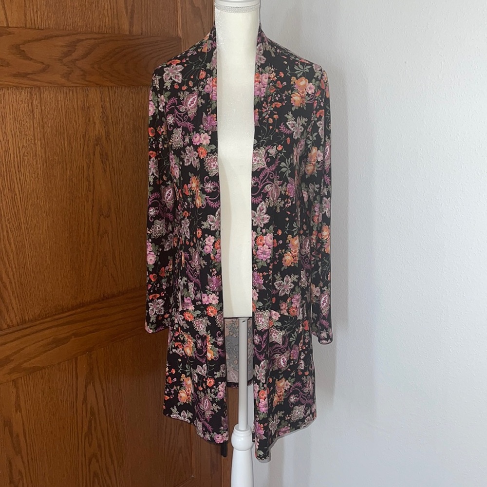Floral Mid Length Duster Cardigan